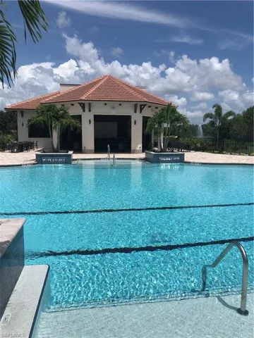Resort pool with cabana