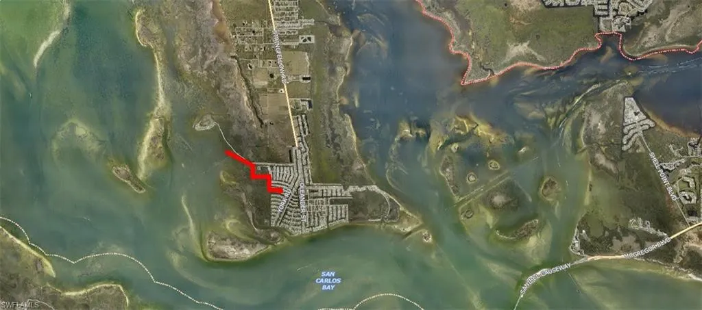 Aerial map of property, quick direct water access and surrounding area