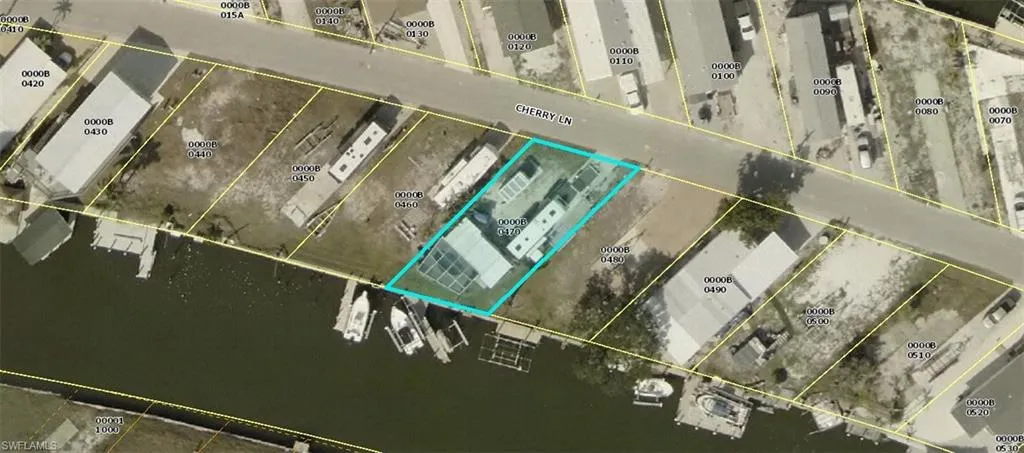 Aerial view of property's location featuring property boundaries highlighted