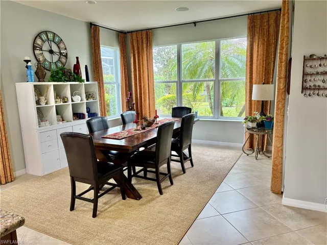 View of tiled dining room