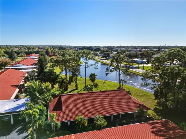 Bird's eye view of a nearby body of water