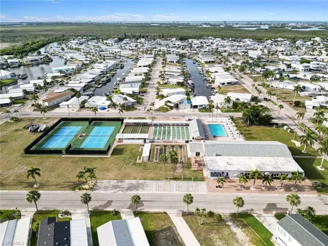 Arial View of tennis court, club house
