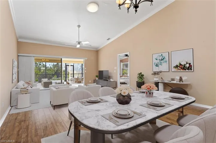Staged showing room for dining and living