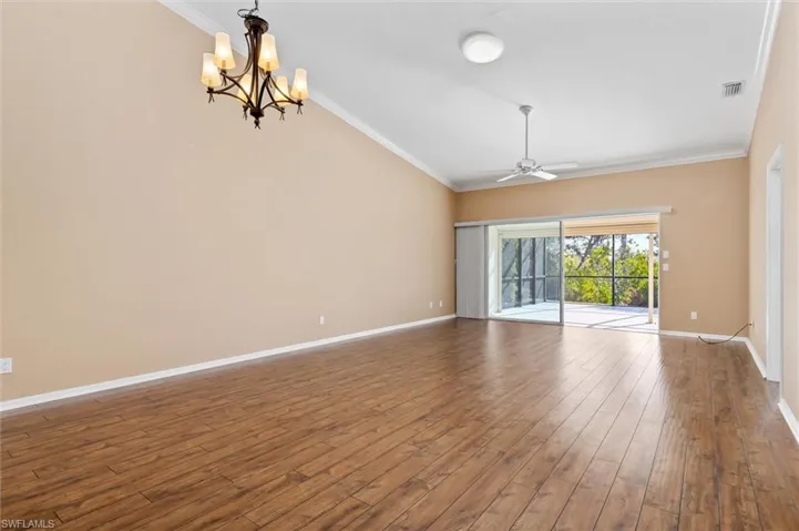 Great Room 25' by 15'. looking to sliders to back