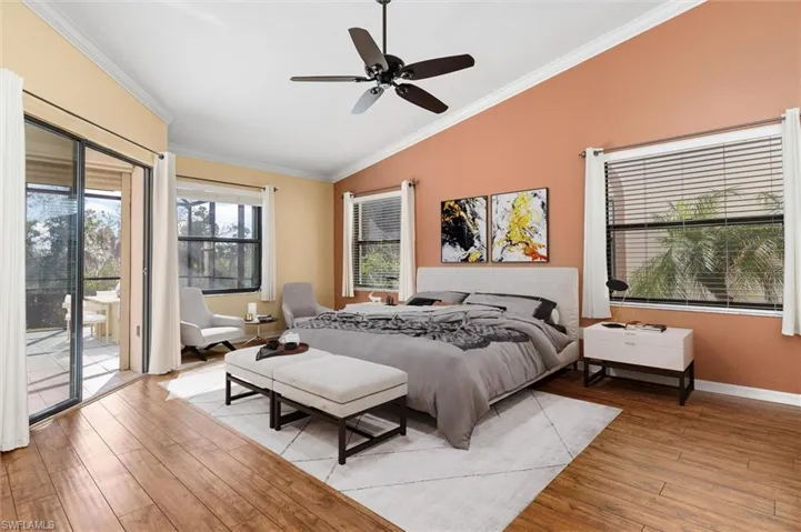 Primary bedroom staged