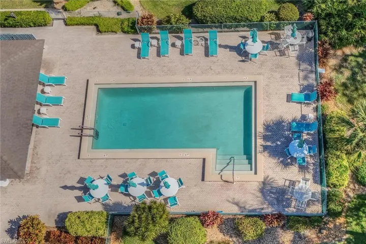 Drone / aerial view of a pool