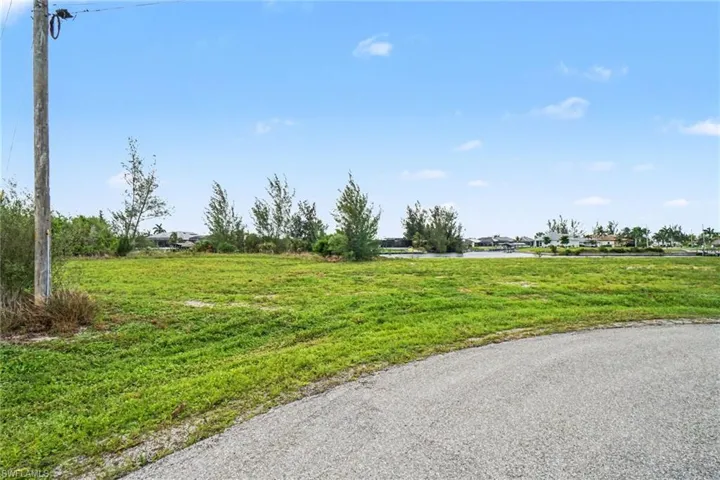 Expansive grass lot featuring scattered trees and a paved street frontage