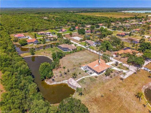 Bird's eye view featuring a residential view, a forest view, and a water view