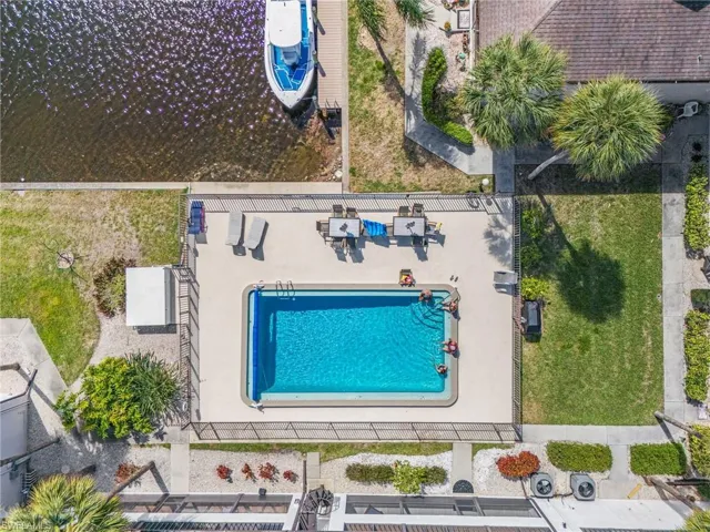 Aerial view of a pool