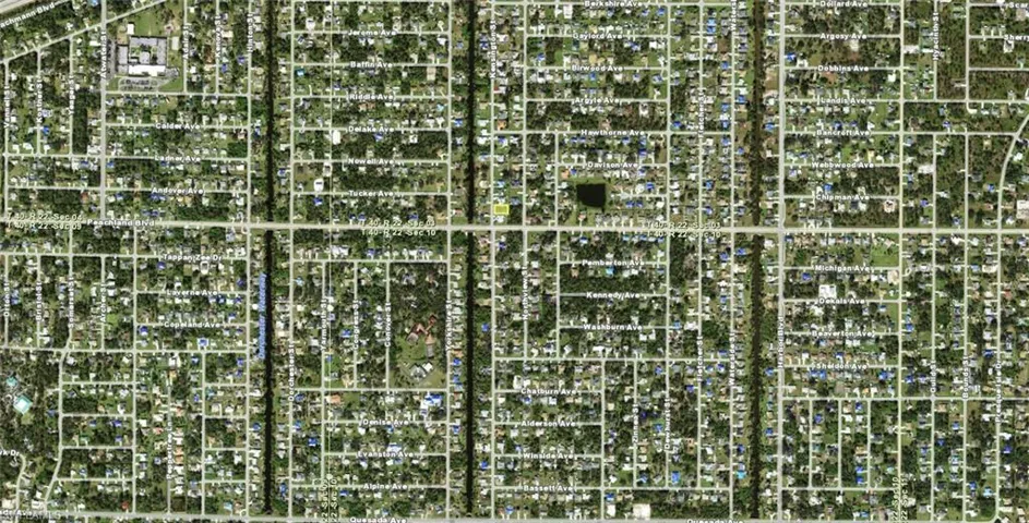 Aerial Map. Displaying a grid layout of streets and properties
