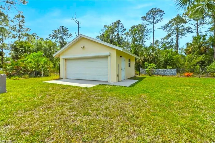 View of detached garage