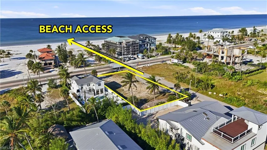 View of property location with expansive beach and property boundaries highlighted - Virtually Edited Image