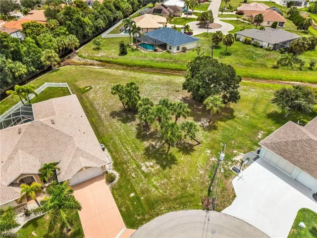 Expansive parcel featuring a grassy terrain with scattered palm trees and mature foliage