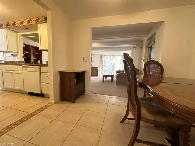 View of tiled dining area