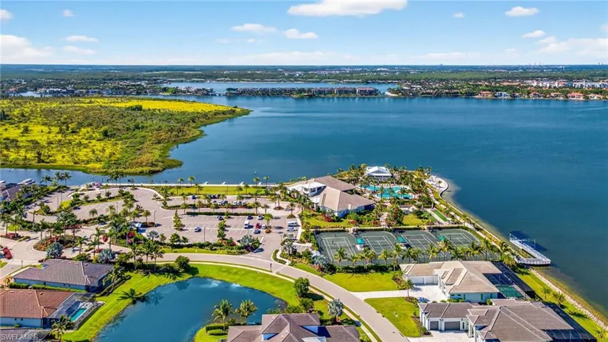 Aerial view of a large body of water