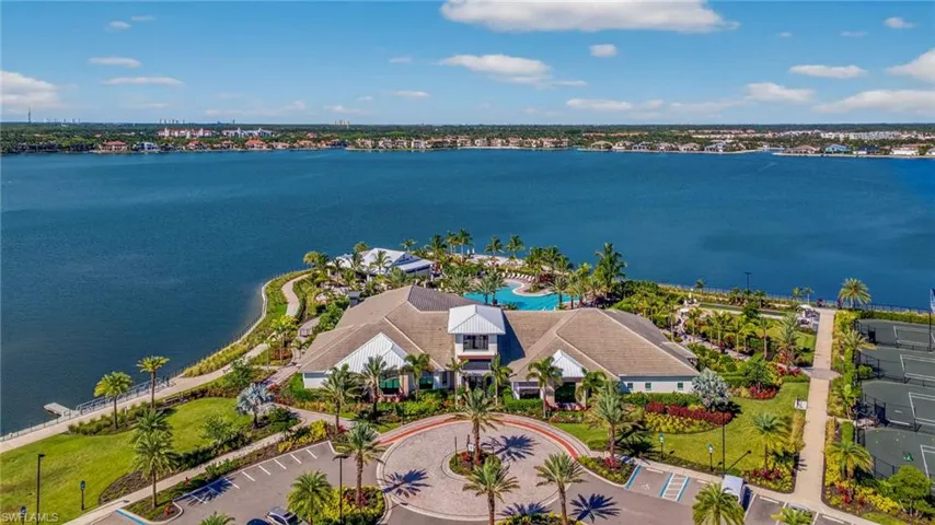 Aerial view of a large body of water