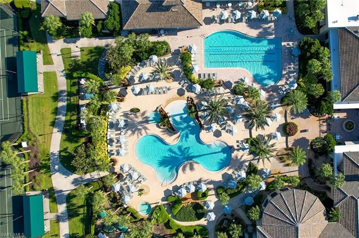 aerial view of a community pools