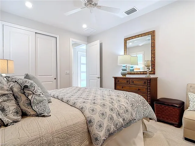 Expanded Guest Bedroom featuring carpet, recessed lighting.