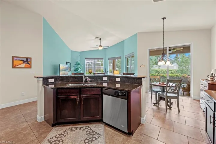 Looking out to family room from kitchen