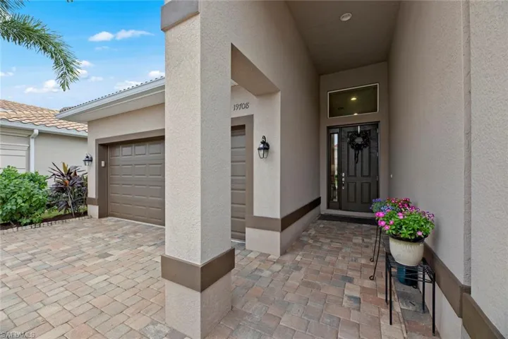 Brick drive, covered entry