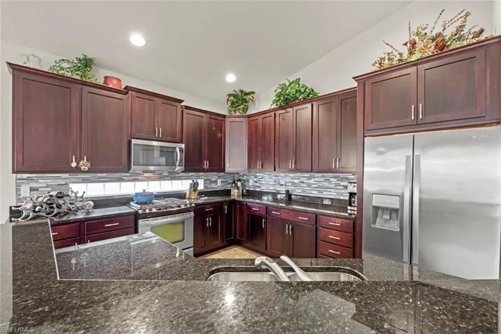 Elegant warm wood cabinetry