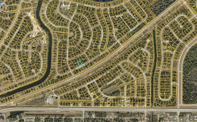 Aerial Map. Presenting the property within its surrounding street and waterway infrastructure