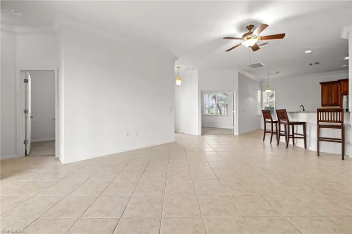 Living room complete with crown molding