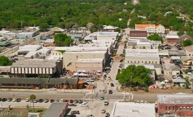 Aerial view of a heavily downtown arcadia