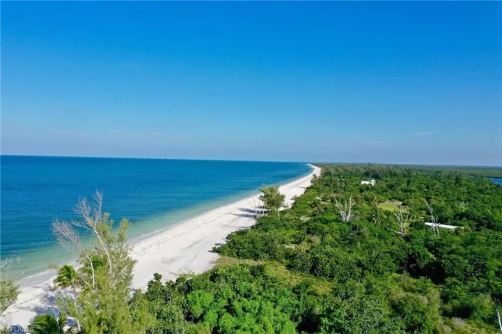 Drone / aerial view with a view of the beach and a water view