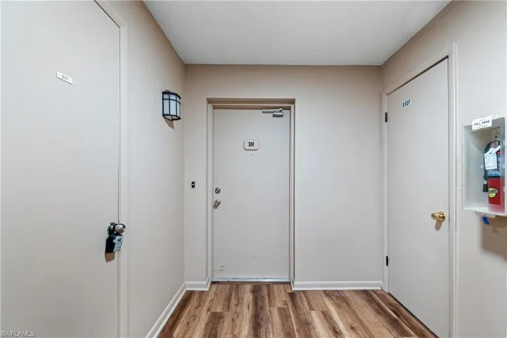 Storage closet to the left side of front door.