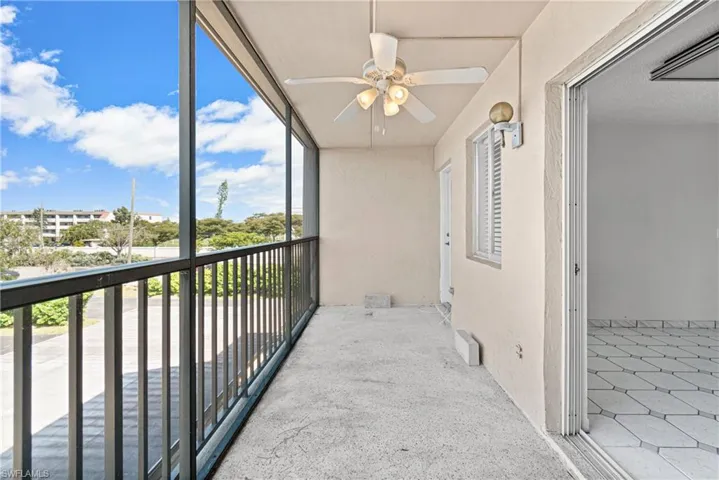 Off of living room and primary bedroom