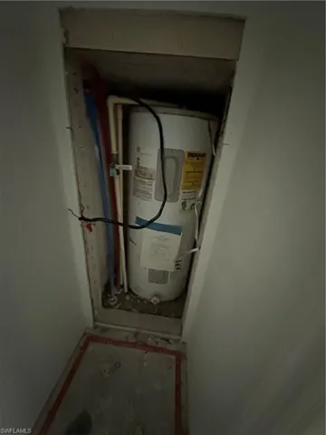 Utility room featuring electric water heater