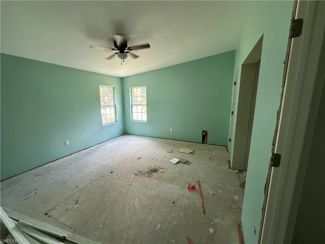 Spare room featuring ceiling fan