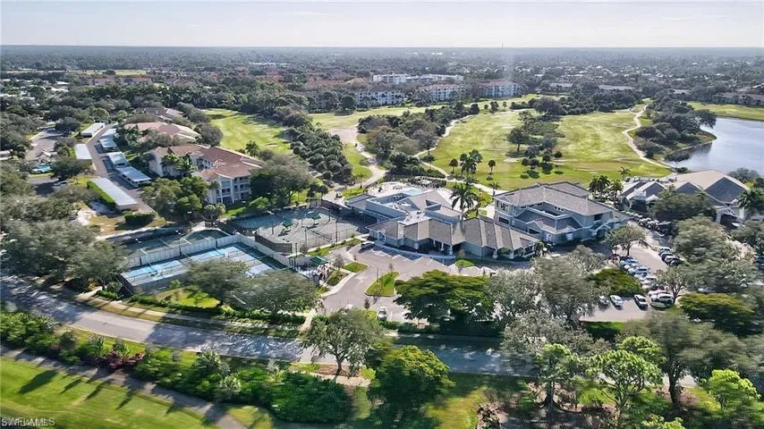 Expansive golf course with water features