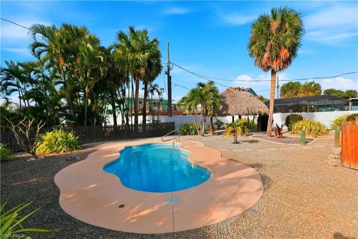 View of pool featuring a fenced backyard and patio surround