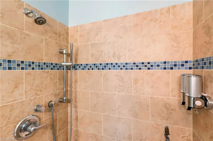 Bathroom view of tiled shower
