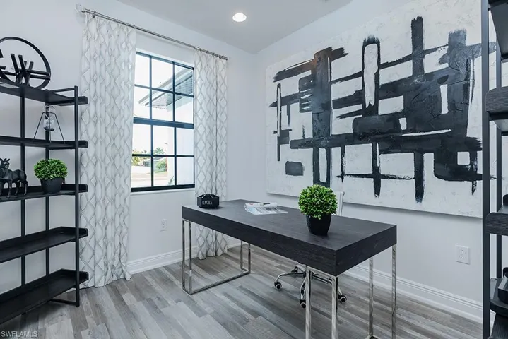 Office space featuring hardwood / wood-style floors