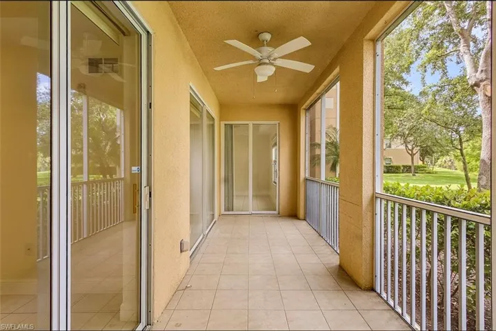 Balcony with a ceiling fan