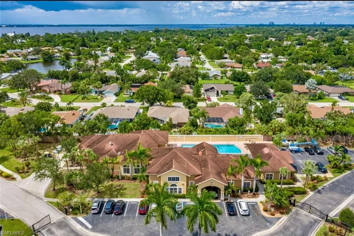 Aerial view of a pool area