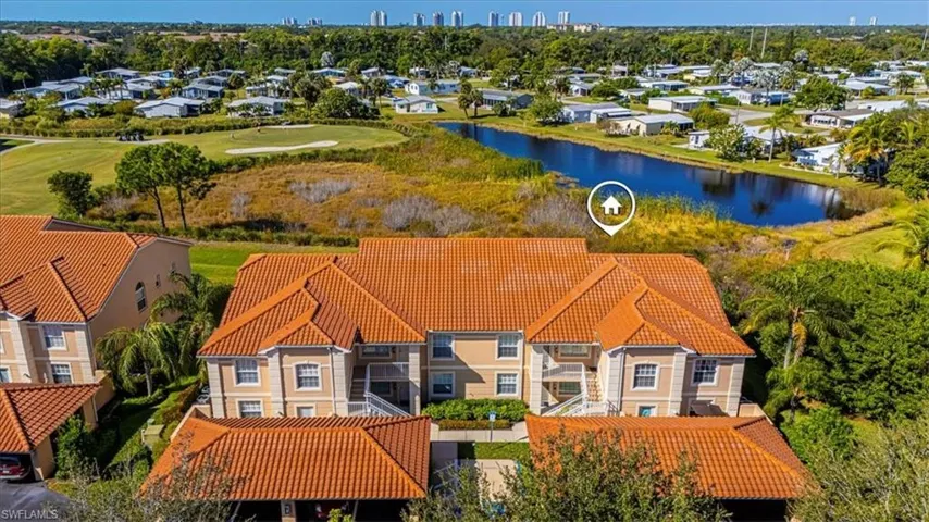 Bird's eye view of a nearby body of water