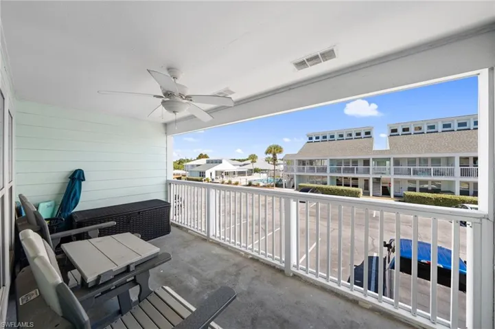 Balcony with a ceiling fan