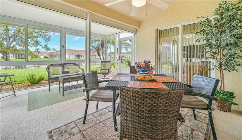 Extended Lanai with great covered area for outside eating.