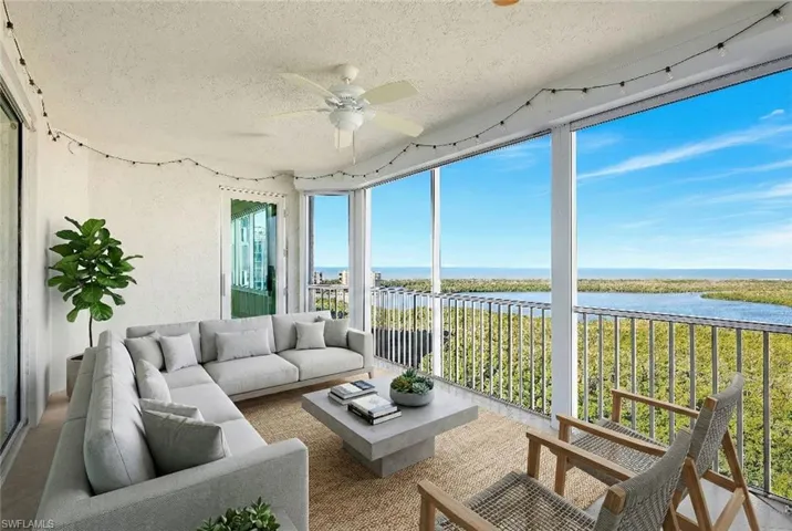 Virtually Staged Lanai with Incredible Water Views