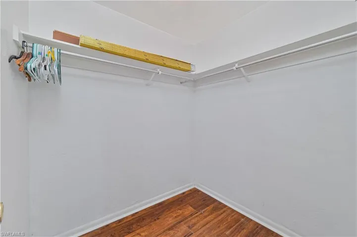 Primary Walk-in Spacious closet with dark wood-style floors