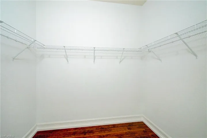 Spacious closet featuring dark hardwood / wood-style flooring