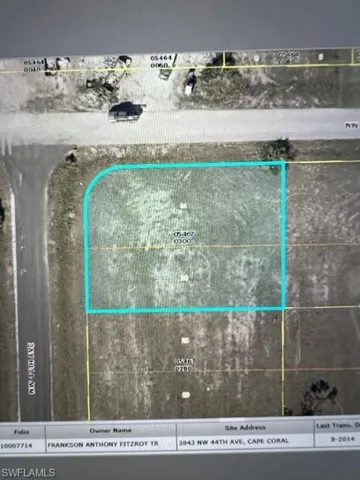 Lot outlined in blue