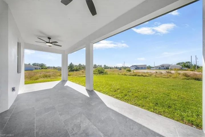 View of patio / terrace featuring ceiling fan