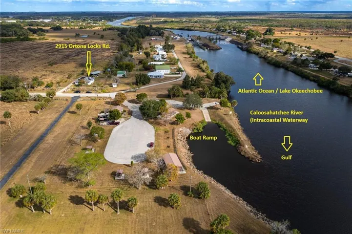 Bird's eye view of a nearby body of water