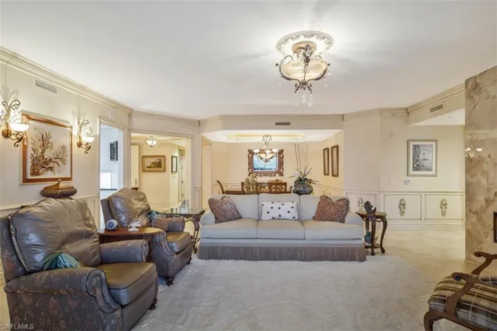 Formal living open to dining room offers views out the Gulf of Mexico and the Ten Thousand Islands.