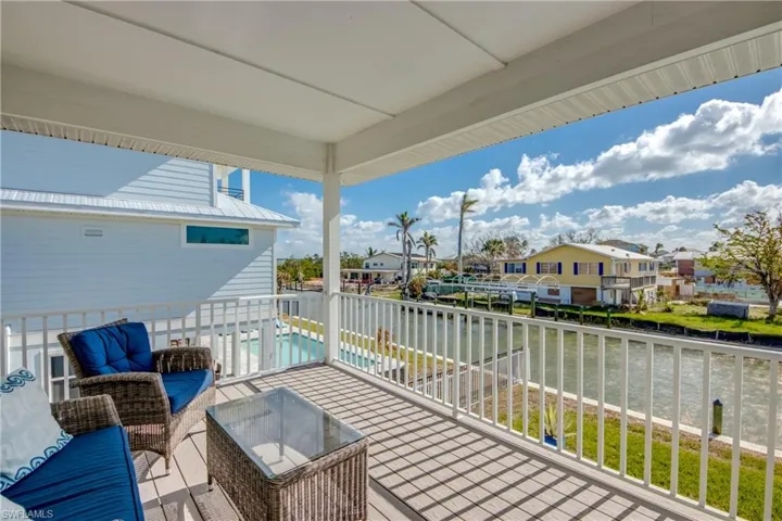 Balcony featuring a water view and outdoor lounge area